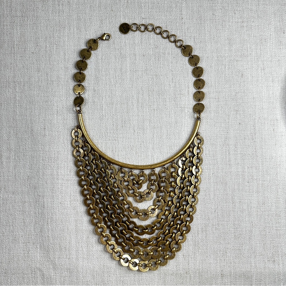 Stella & Dot Sierra Gold Disc Coin Statement Necklace